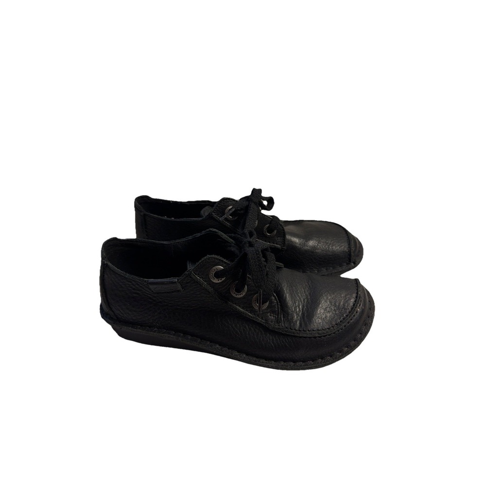 Ladies CLARKS Funny Dream Black leather Lace Up Casual Shoes Sz US 8.5 M UK 6 D